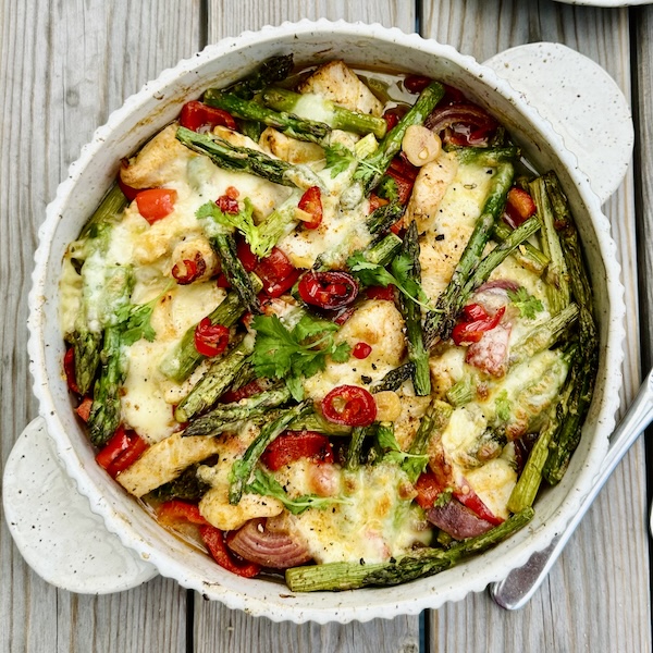 Spargel-Hähnchen-Gratin